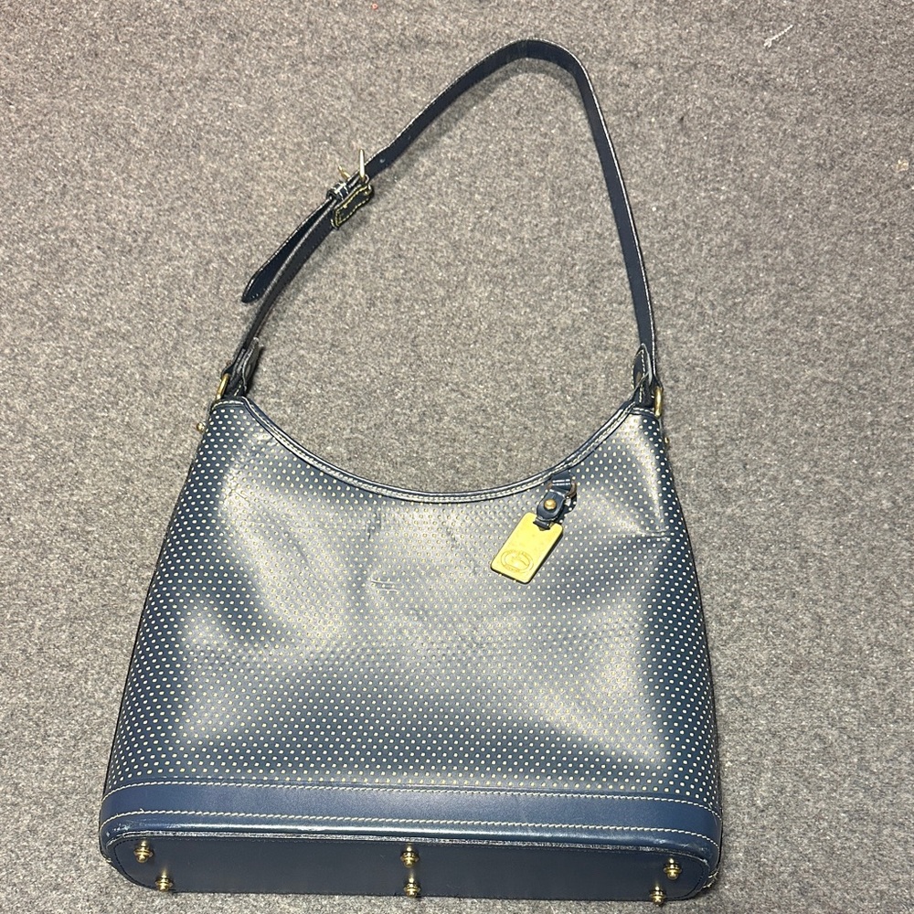 Dooney & Bourke large blue hobo Handbag with gold hardware